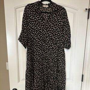 NATURAL LIFE Black Floral Midi Dress